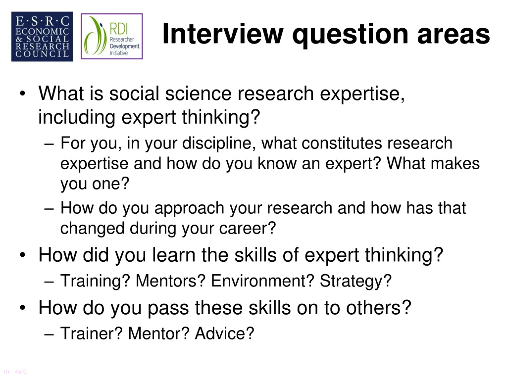 interview question areas
