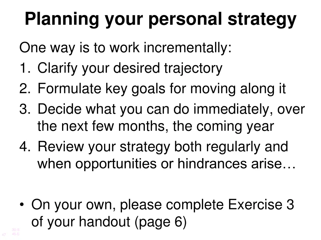 planning your personal strategy