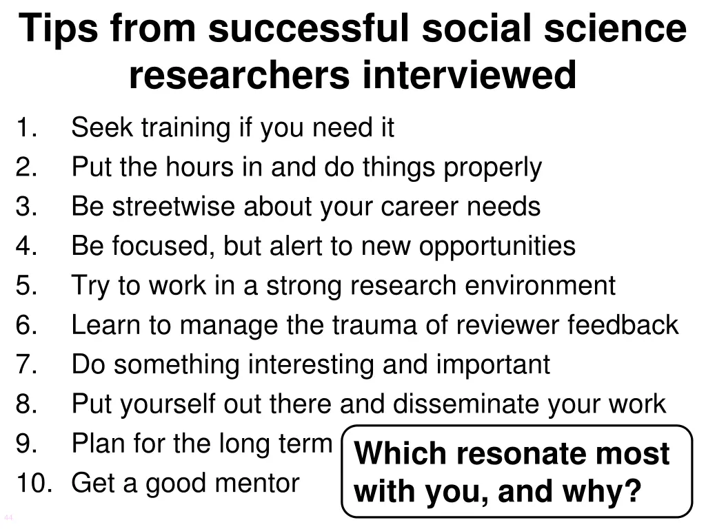 tips from successful social science researchers