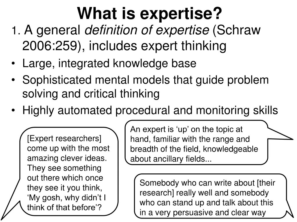 what is expertise 1 a general definition