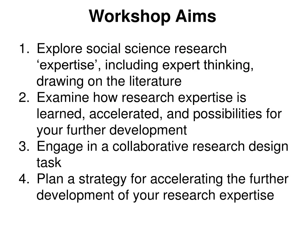 workshop aims
