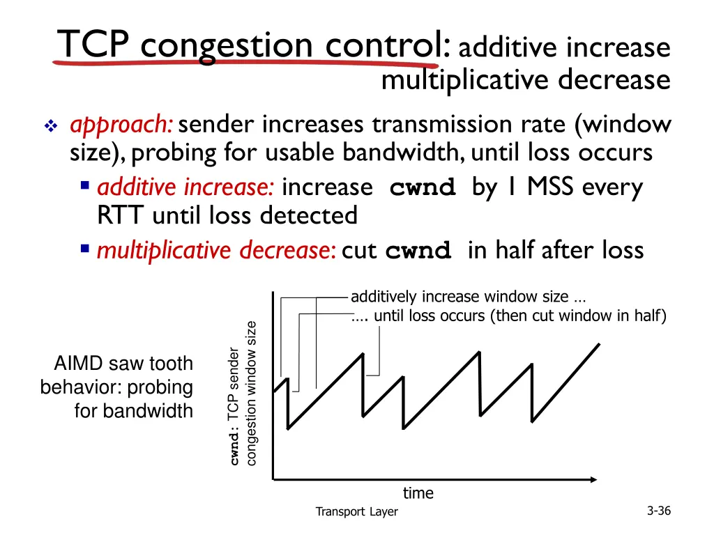 tcp congestion control additive increase