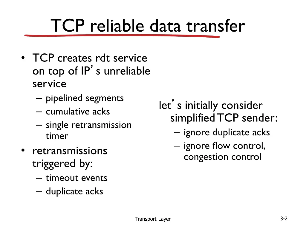 tcp reliable data transfer