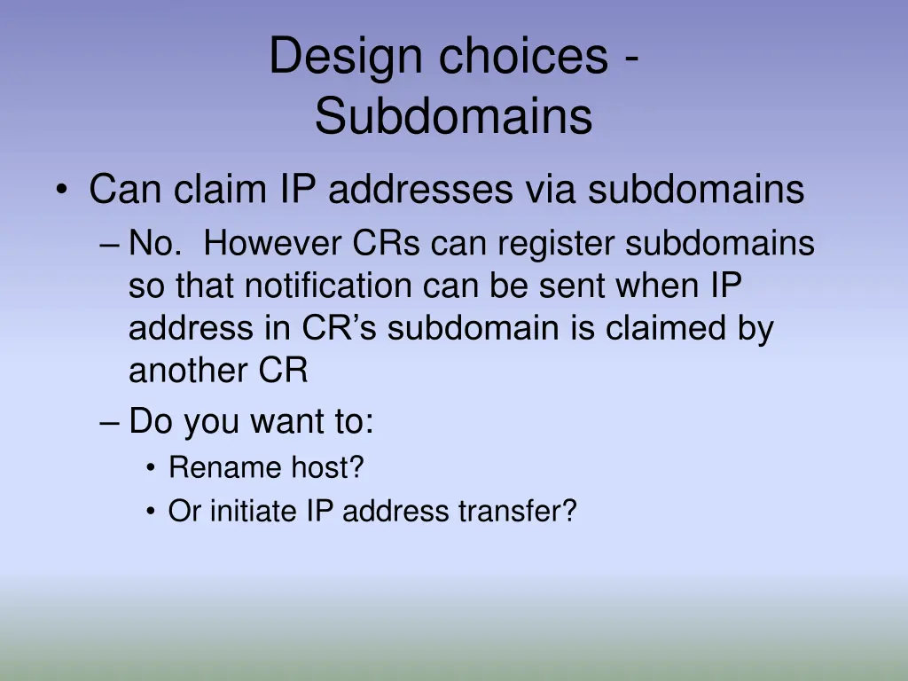 design choices subdomains