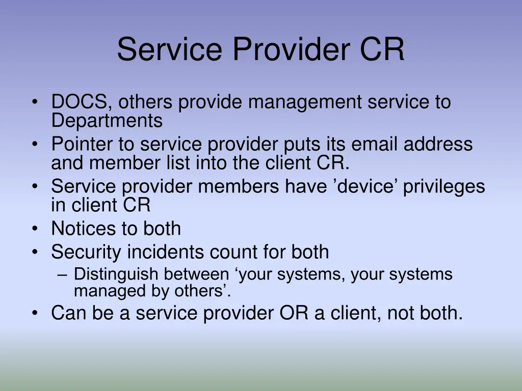 service provider cr