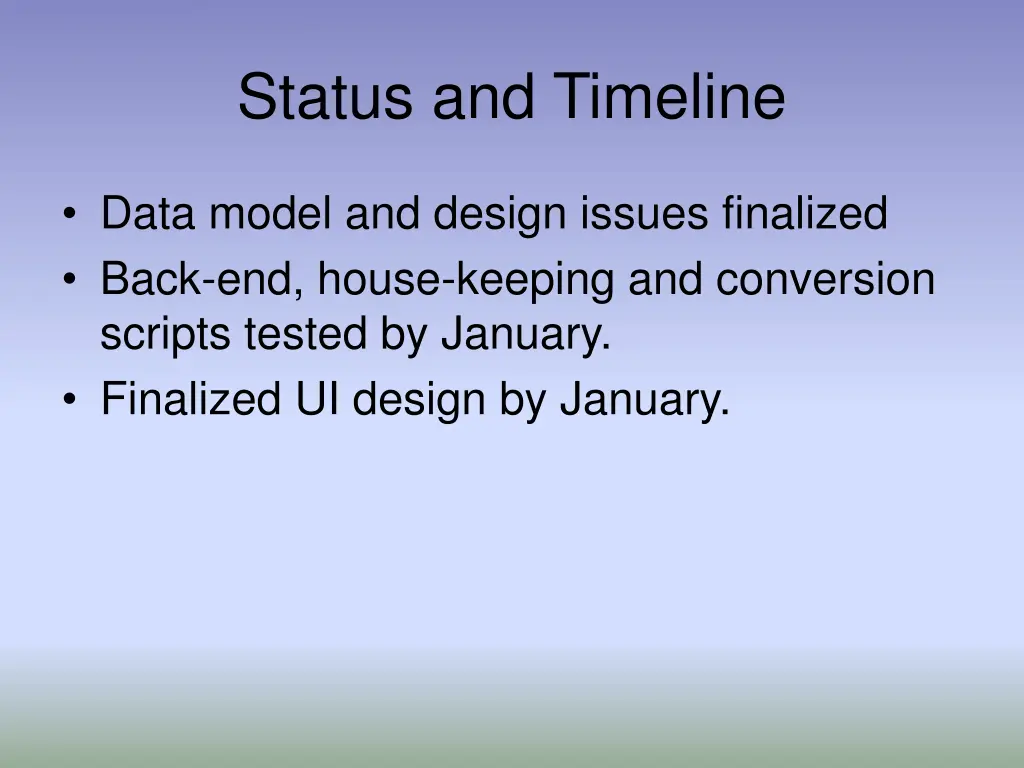 status and timeline