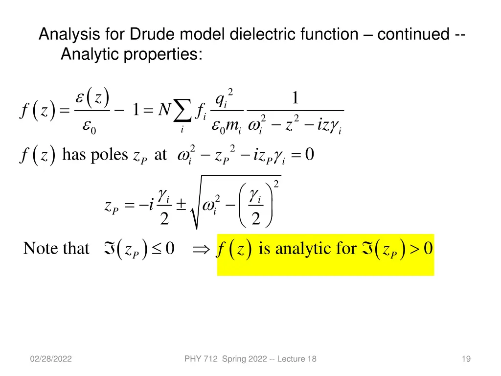 analysis for drude model dielectric function 1