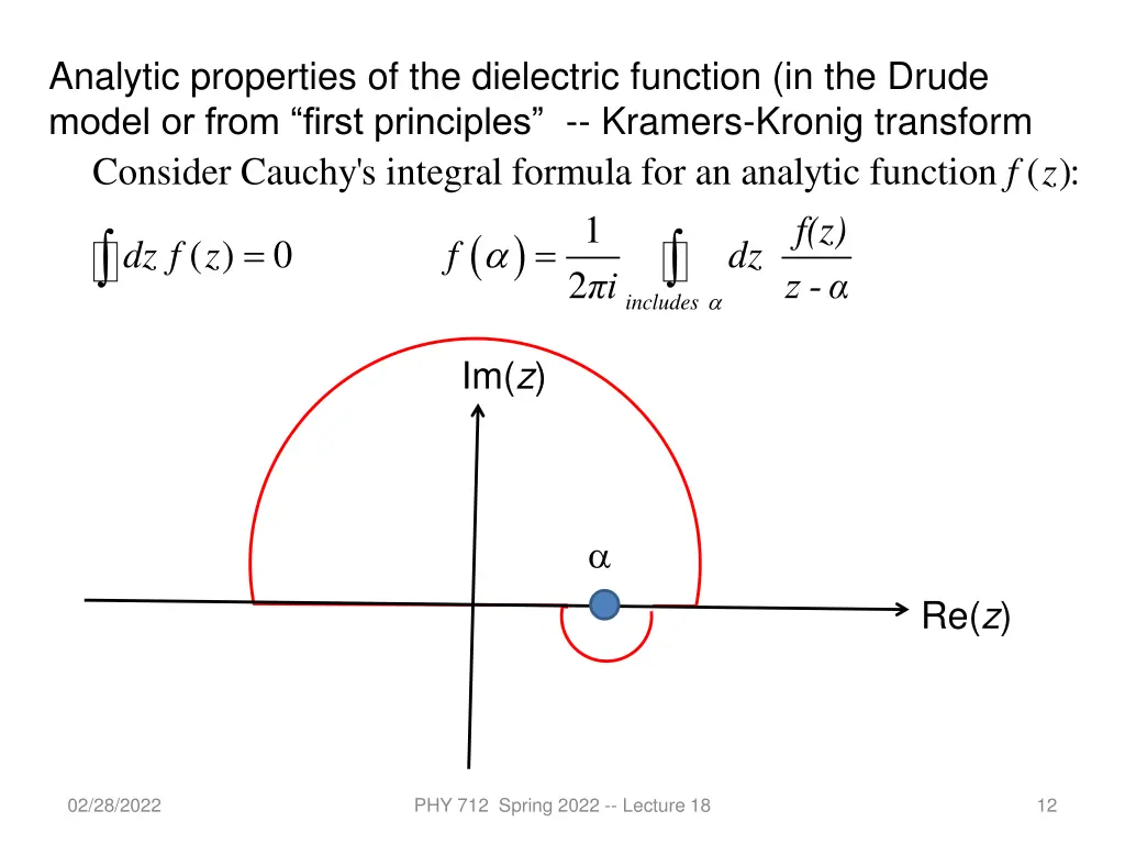 analytic properties of the dielectric function