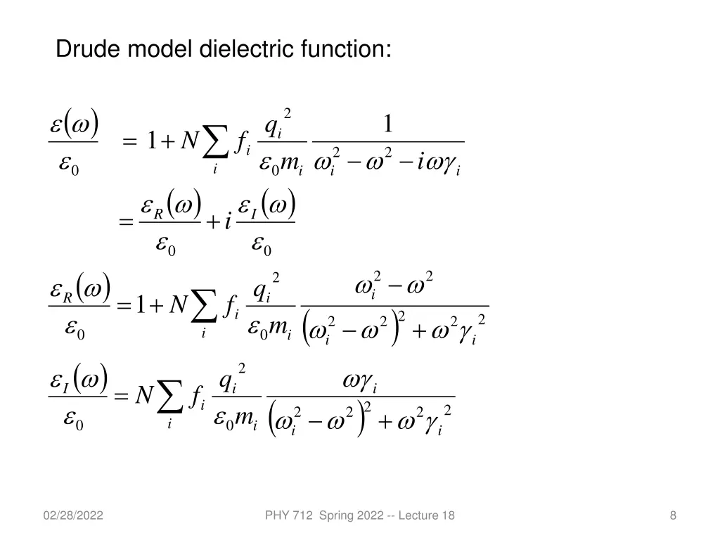 drude model dielectric function