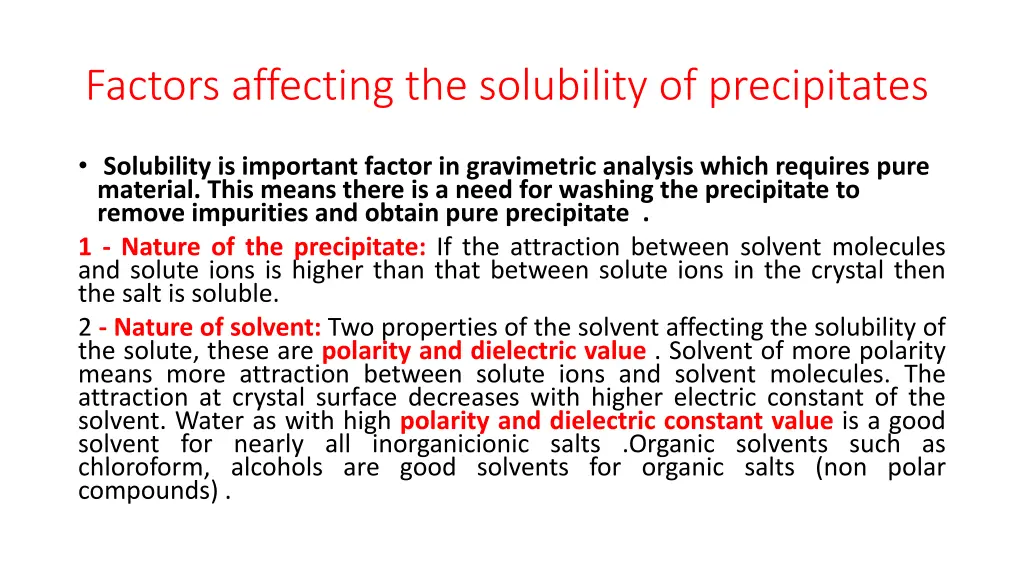 factors affecting the solubility of precipitates