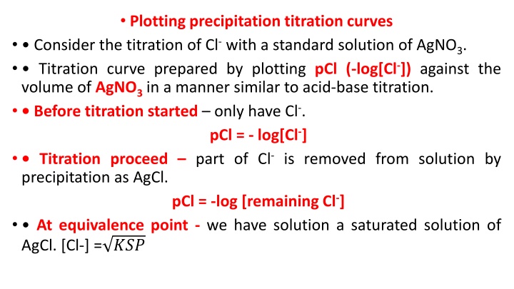 plotting precipitation titration curves consider