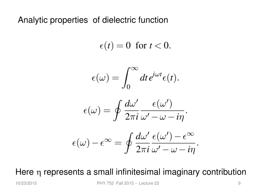 analytic properties of dielectric function