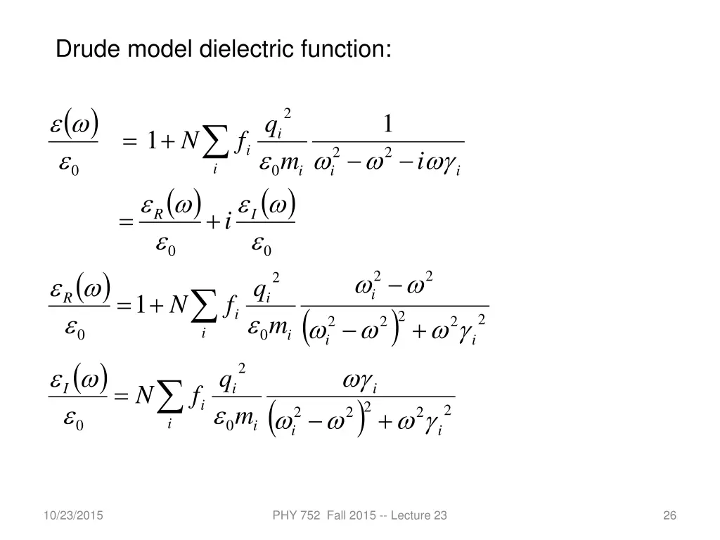 drude model dielectric function