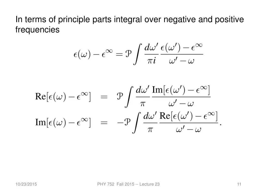 in terms of principle parts integral over