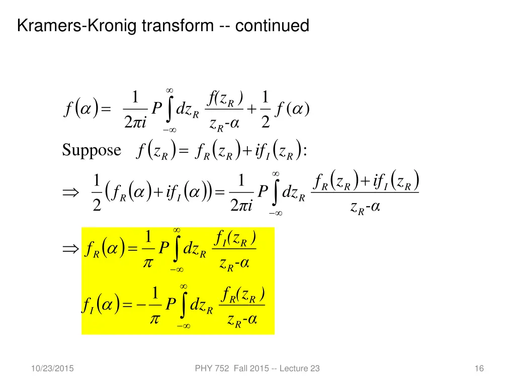 kramers kronig transform continued 1