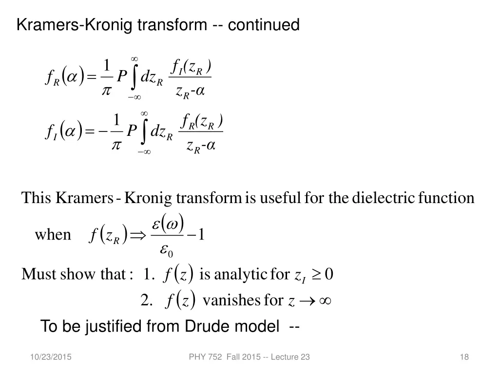 kramers kronig transform continued 2