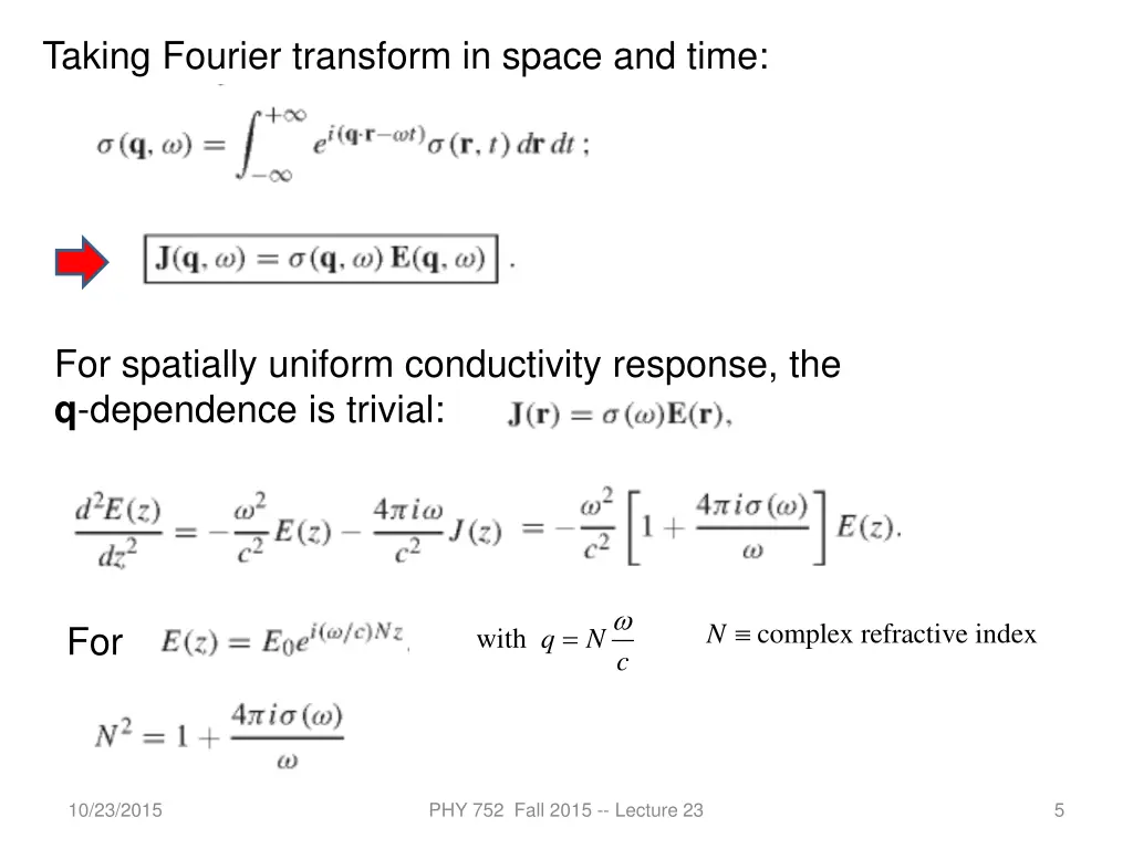 taking fourier transform in space and time