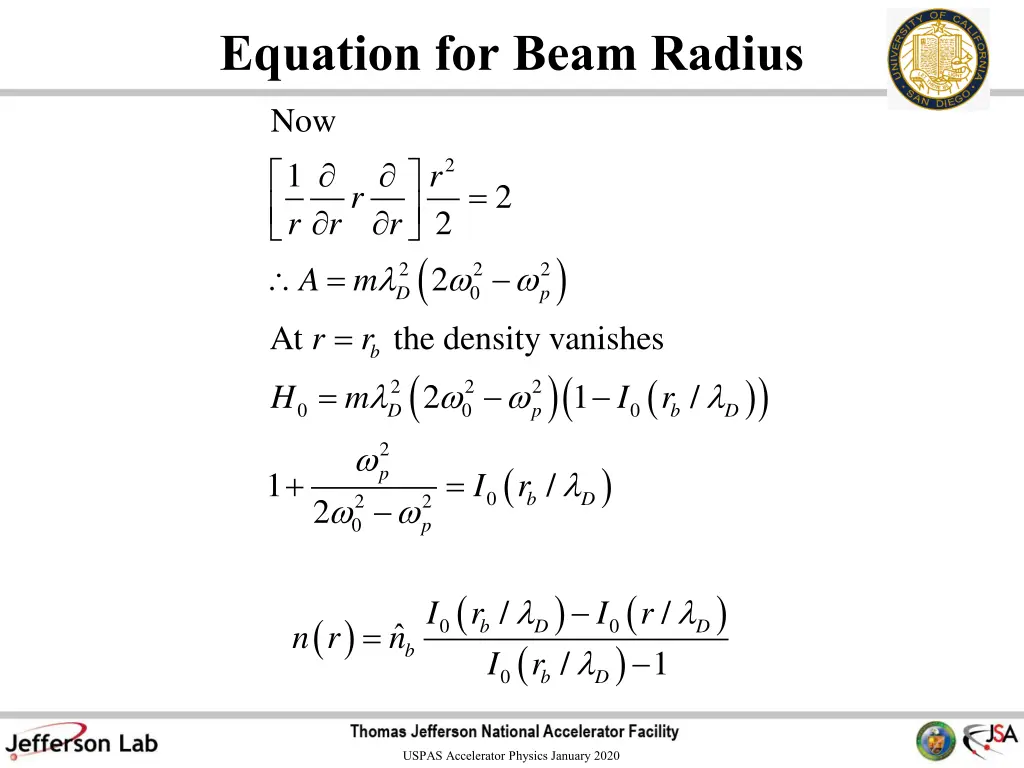 equation for beam radius