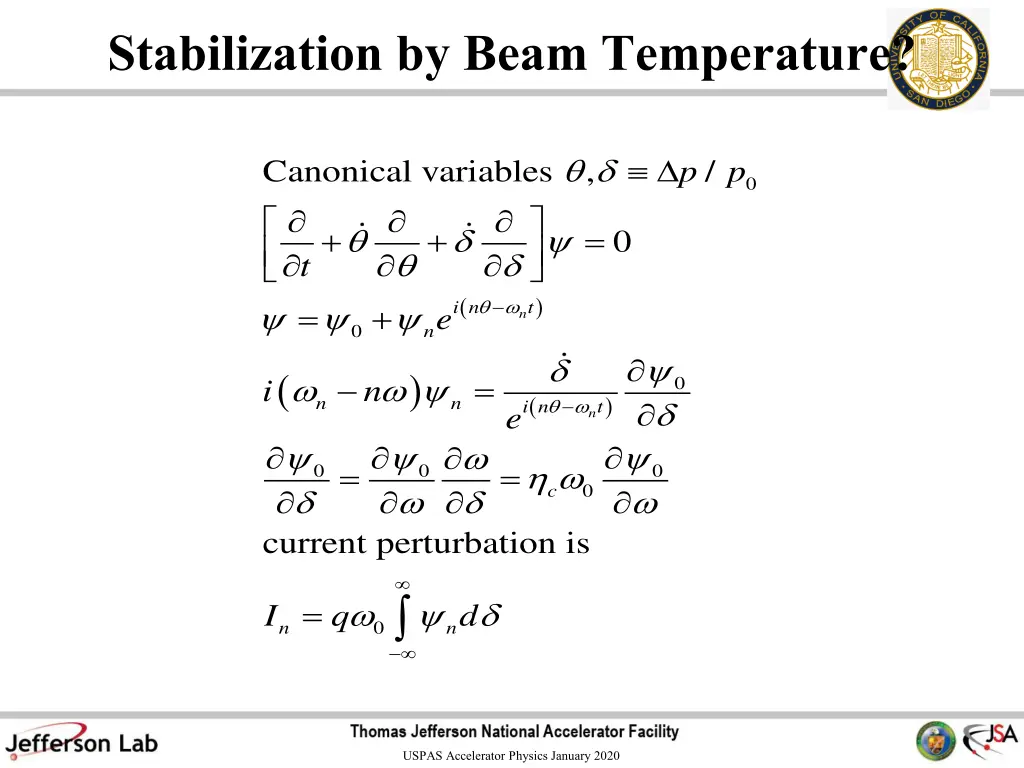 stabilization by beam temperature