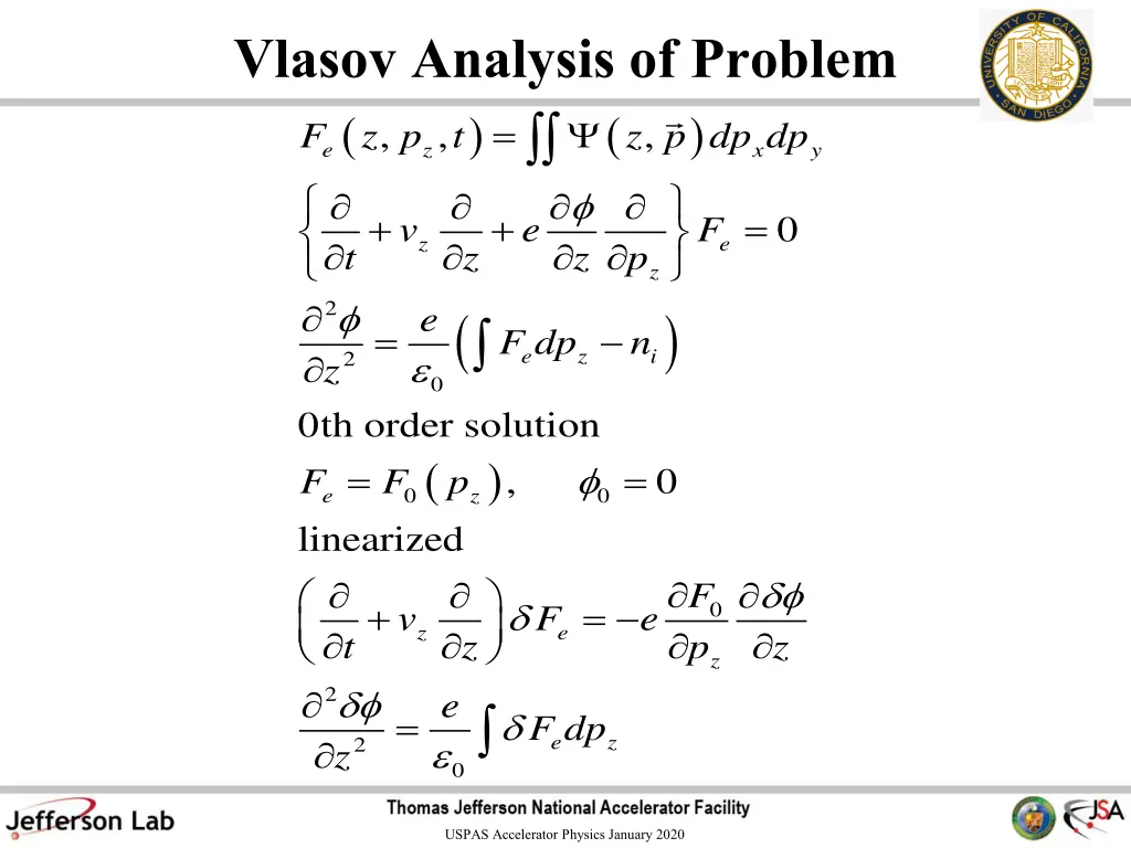 vlasov analysis of problem e z f z p t
