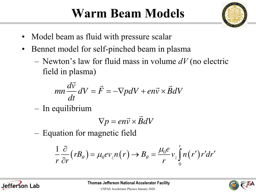 warm beam models