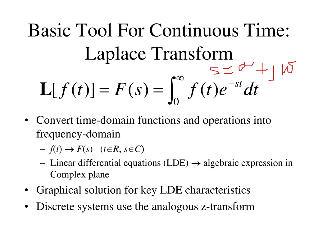basic tool for continuous time laplace transform