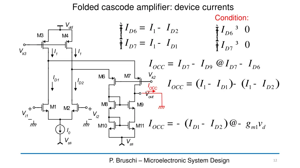 folded cascode amplifier device currents