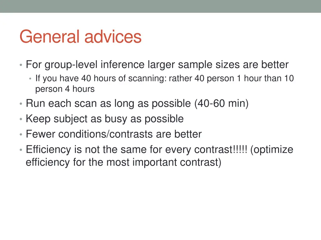 general advices