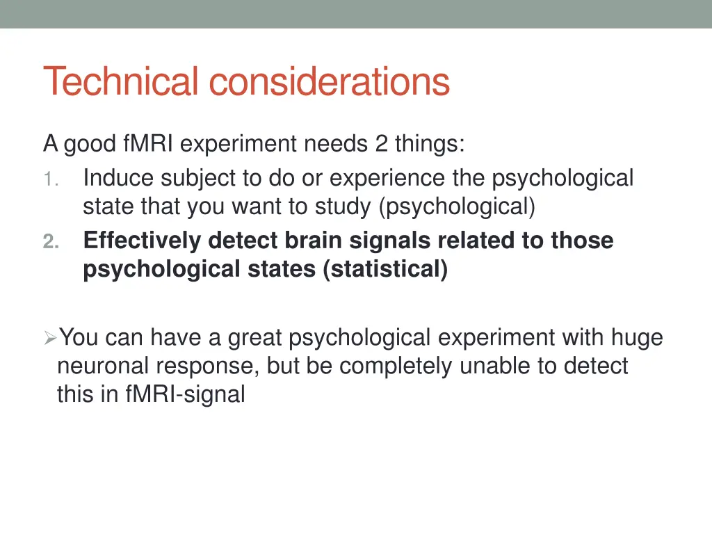 technical considerations