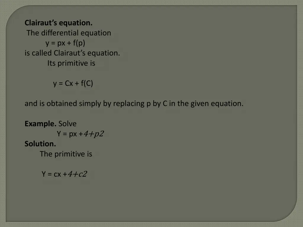 clairaut s equation the differential equation
