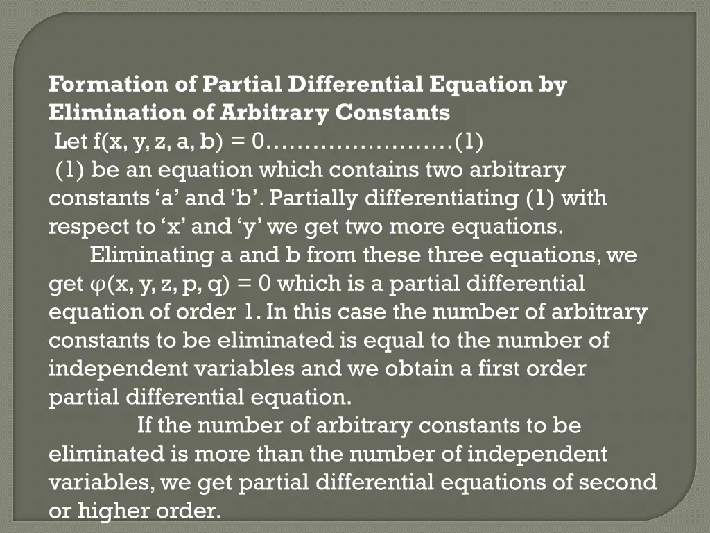 formation of partial differential equation