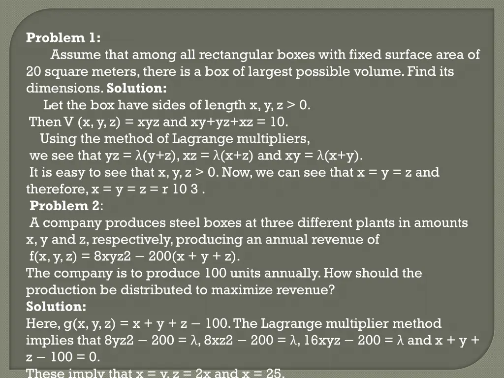 problem 1 assume that among all rectangular boxes