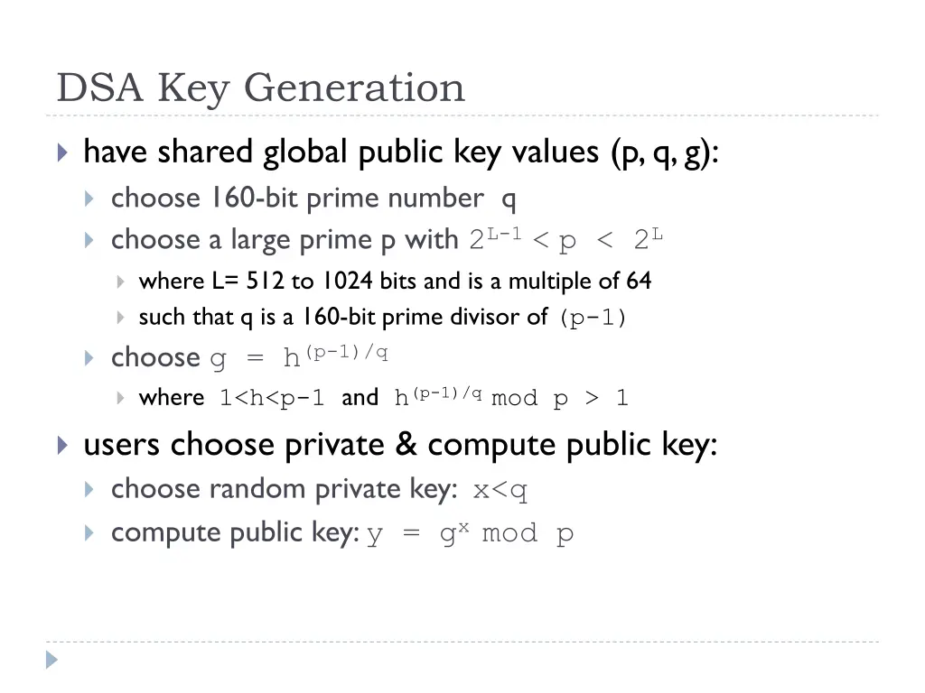 dsa key generation