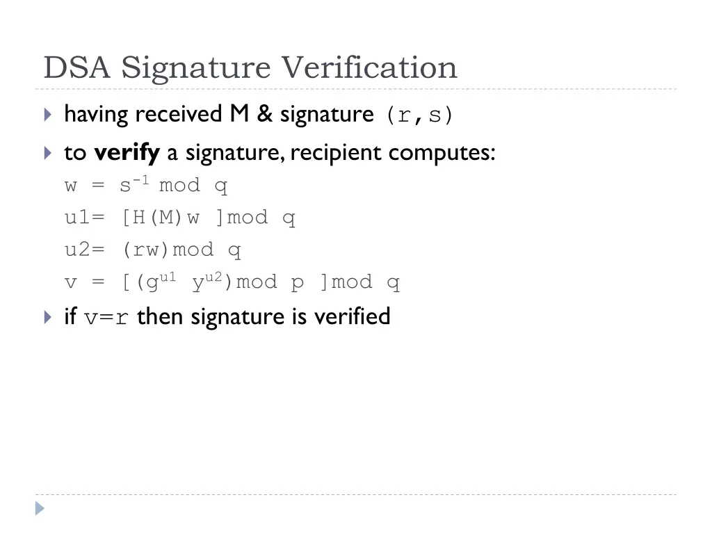 dsa signature verification