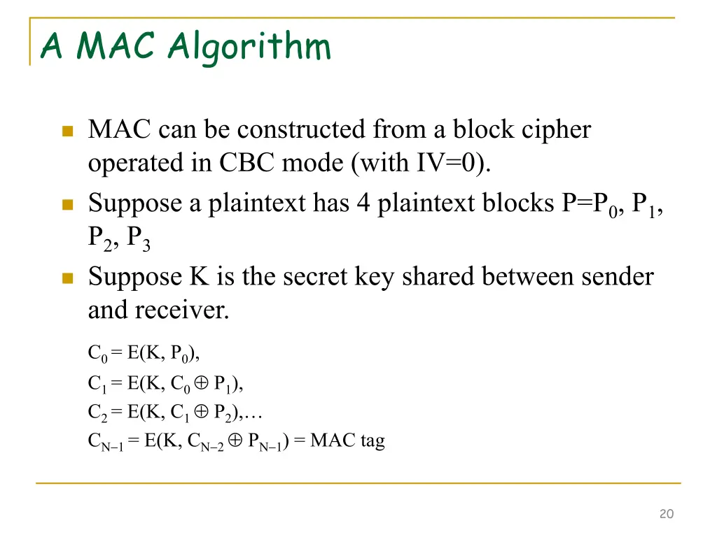 a mac algorithm