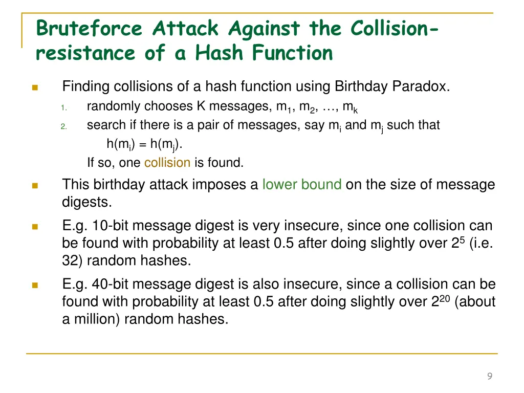 bruteforce attack against the collision