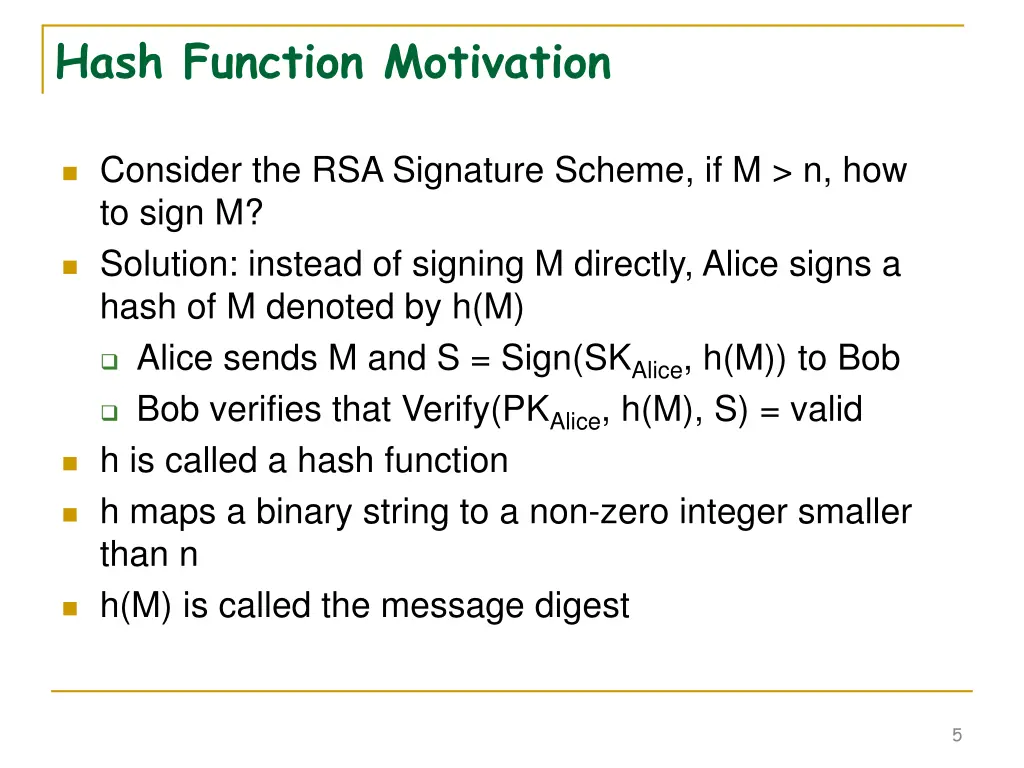 hash function motivation