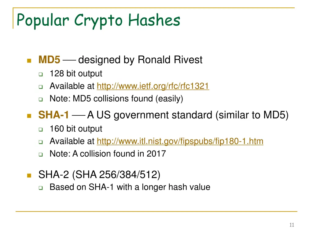 popular crypto hashes