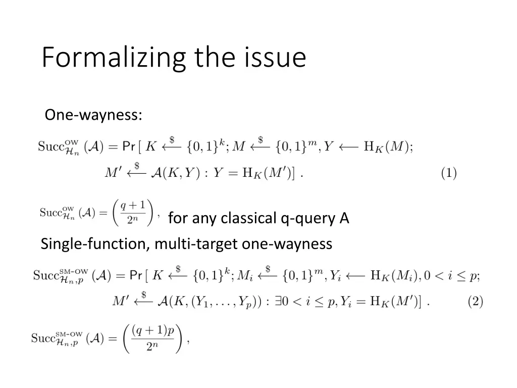formalizing the issue