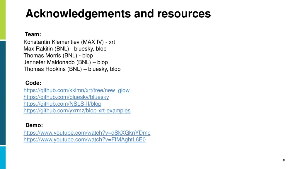 acknowledgements and resources