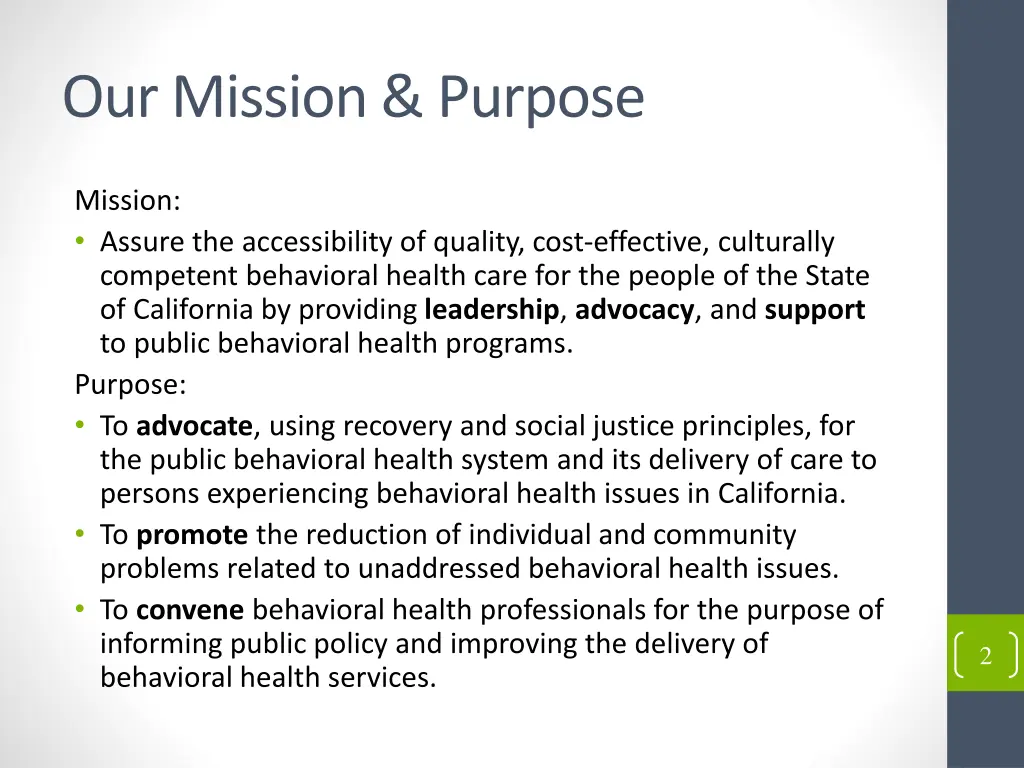our mission purpose