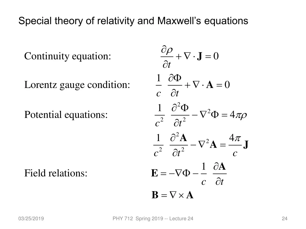 special theory of relativity and maxwell