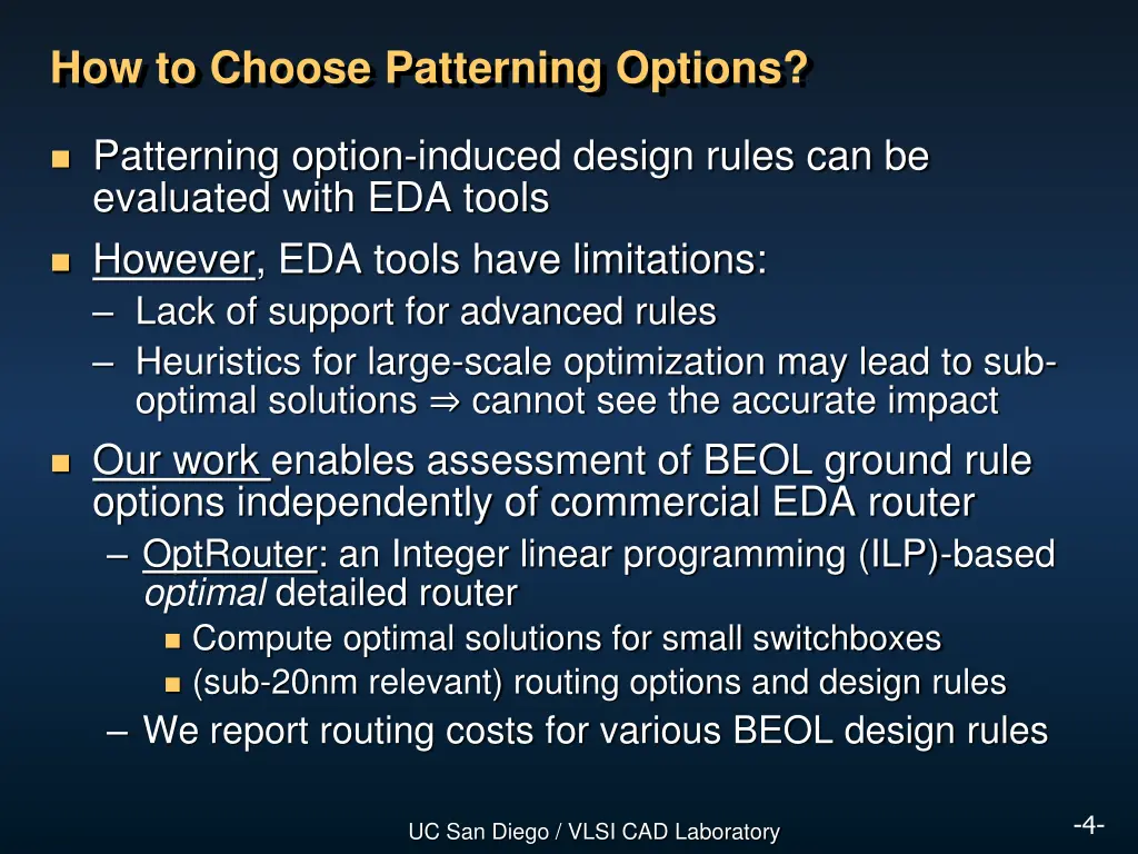 how to choose patterning options