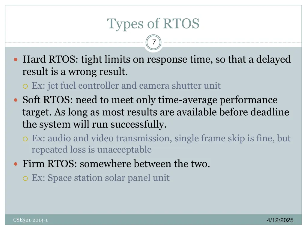 types of rtos