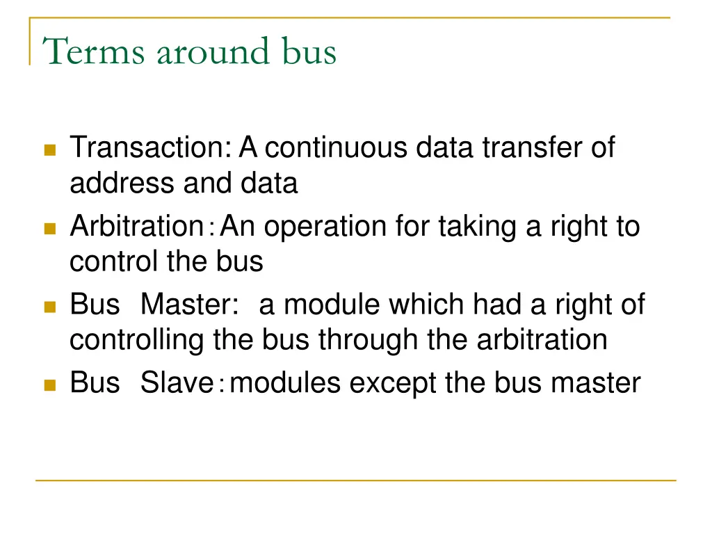 terms around bus