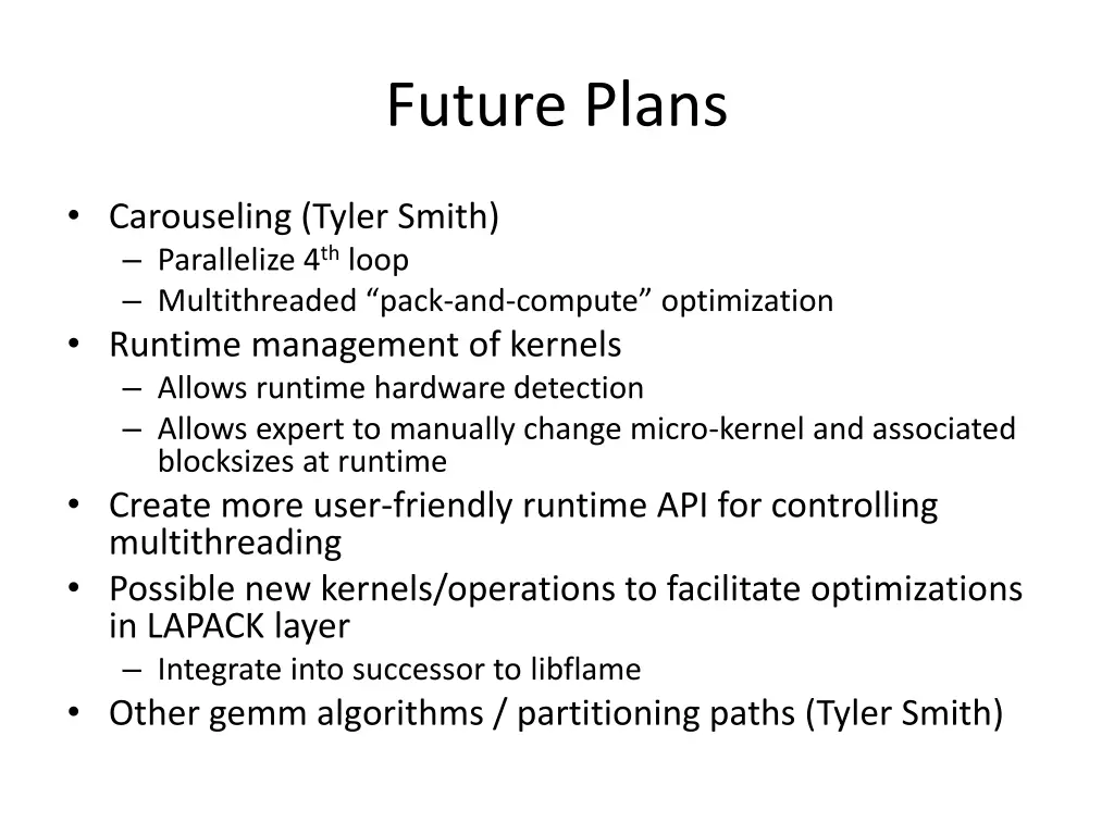 future plans
