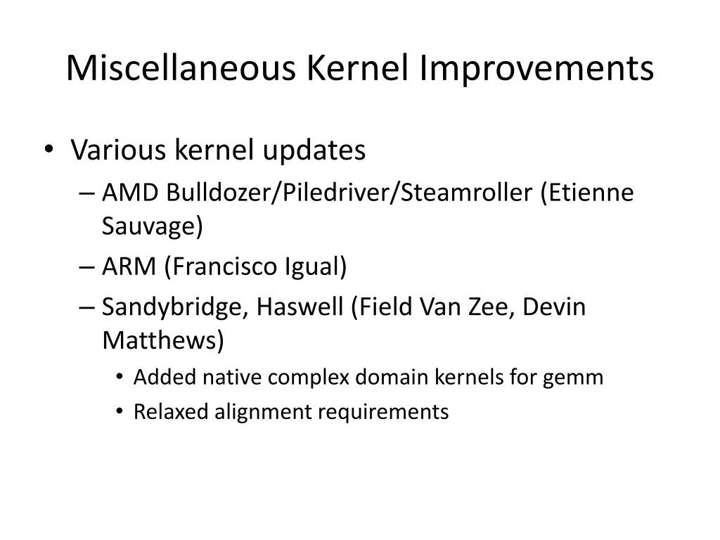 miscellaneous kernel improvements