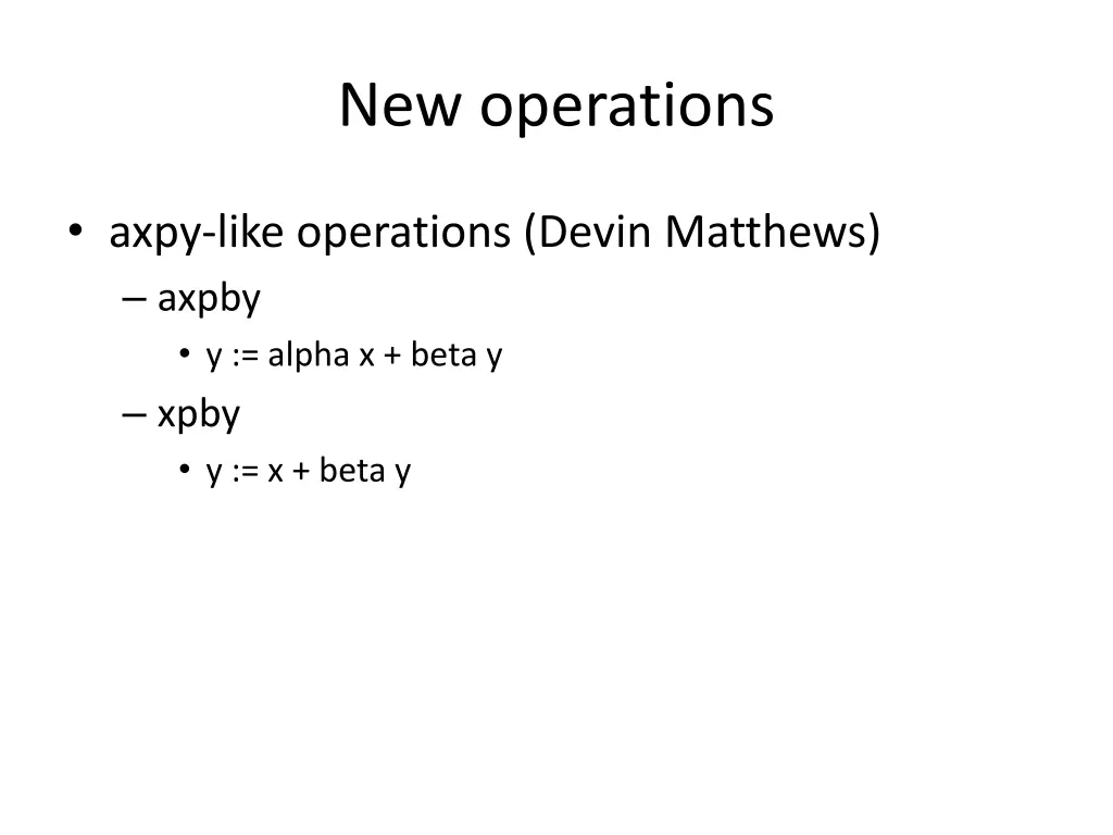 new operations
