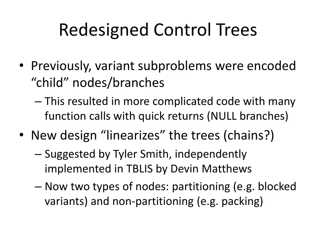 redesigned control trees