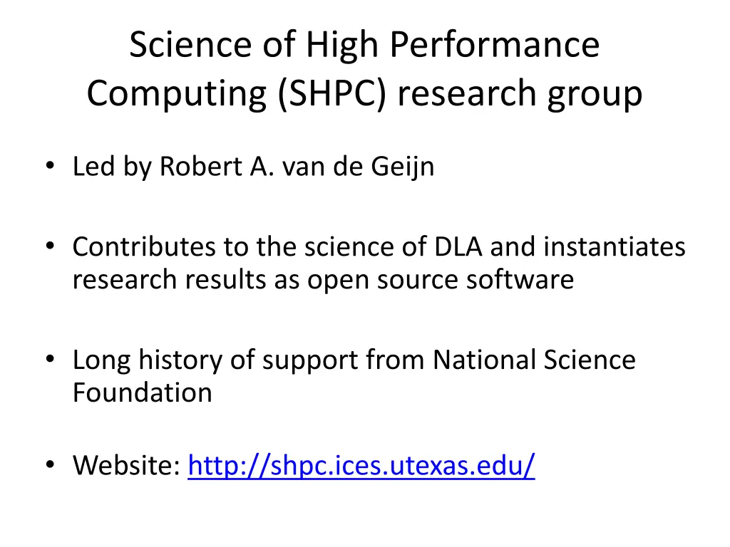 science of high performance computing shpc